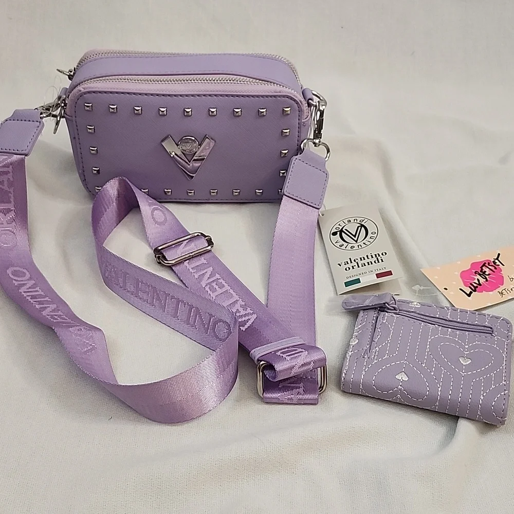 Valentino Orlandi Lavender Crossbody Bag & Coordinating Betsey Johnson Wallet